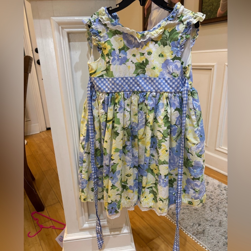 Laura Ashley Floral Dress with Blue and Yellow Hues